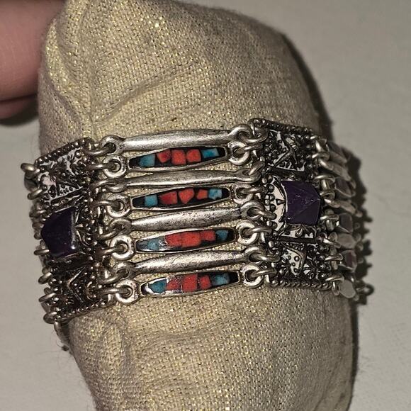Lucky brand Silver Geometric Aztec Tribal Statement Bracelet - Picture 4 of 8